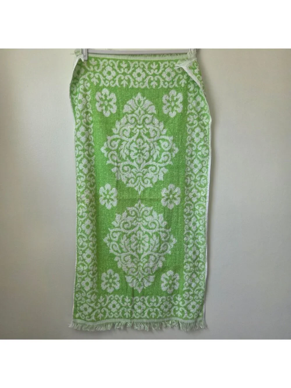 Vintage MCM St. Mary's Green Flower Bath Set Towels USA